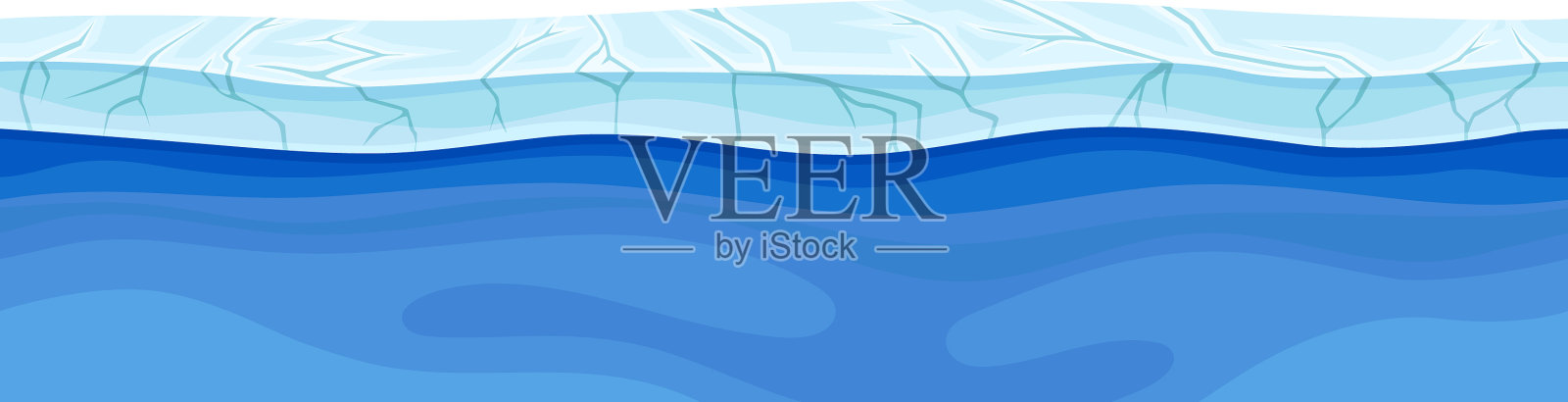 蓝蓝的水面上有冰和冰冻的固体层插画图片素材