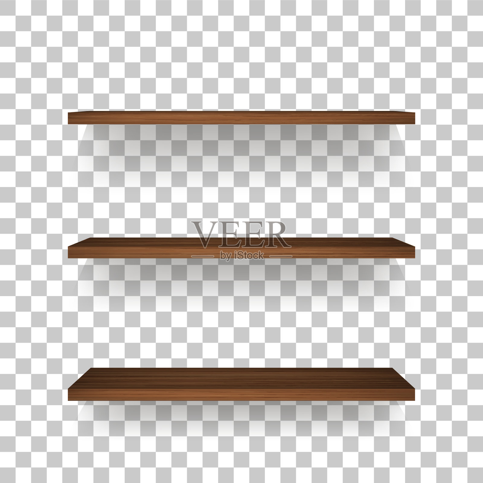 木架在透明的背景与柔和的阴影。3D空木架。插画图片素材