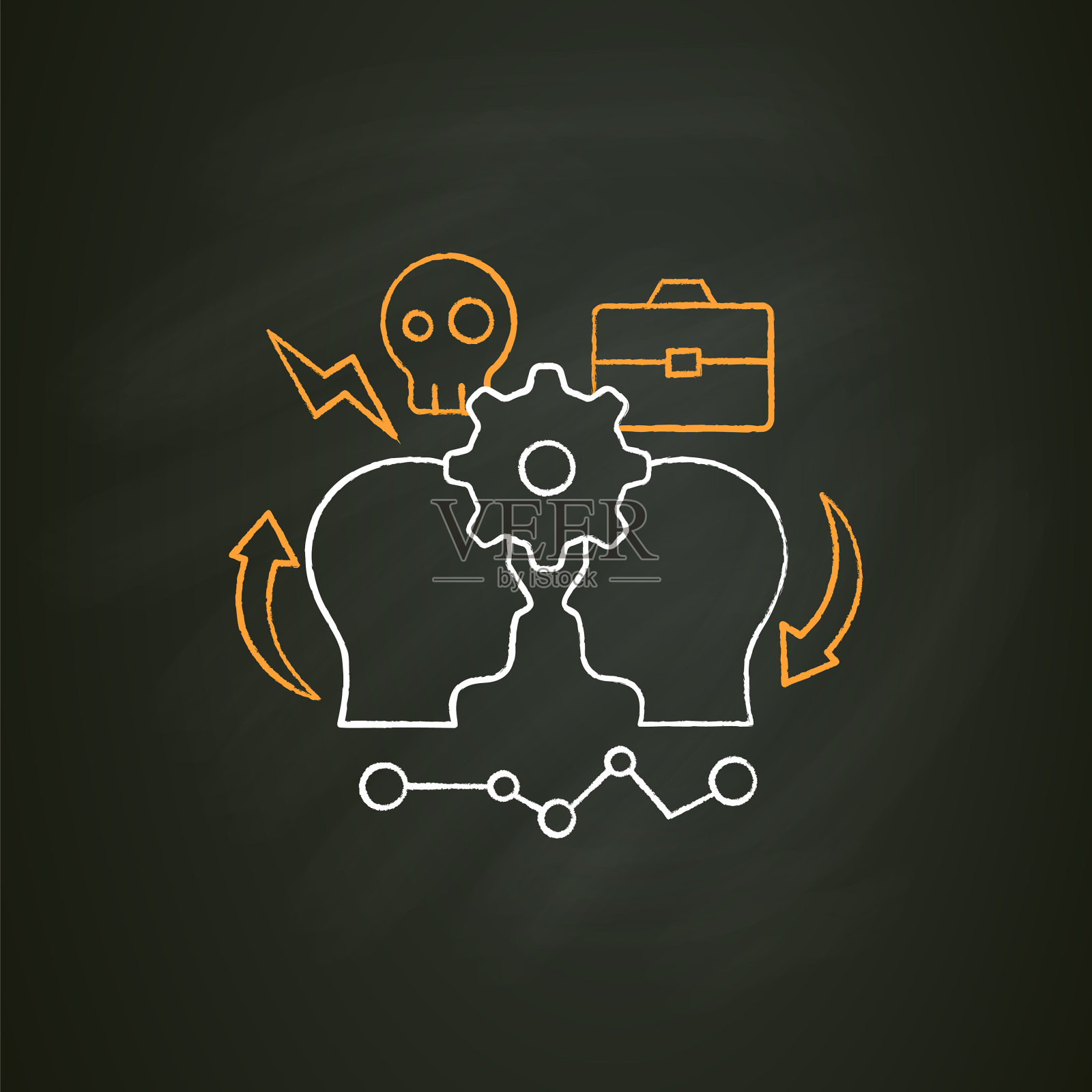 冲突管理粉笔图标插画图片素材