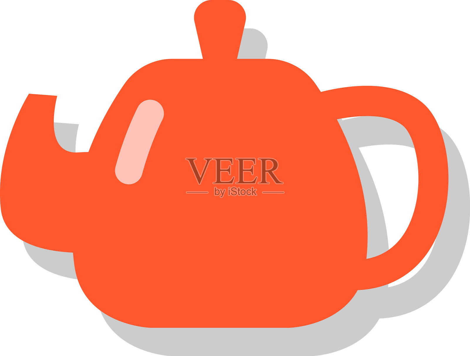 白色背景上的红色厨房茶壶图标设计元素图片