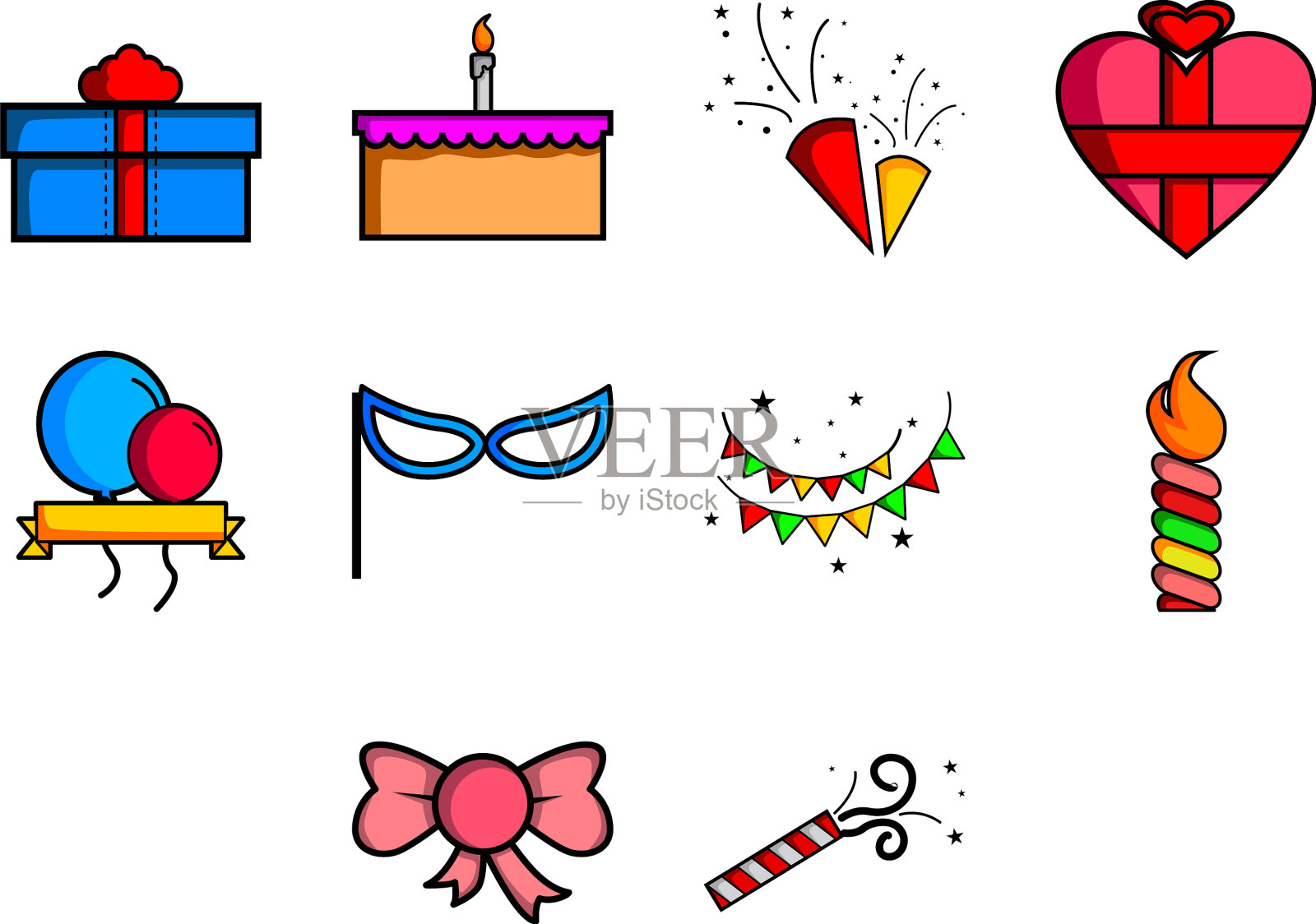 卡通周年纪念图标套装图标素材