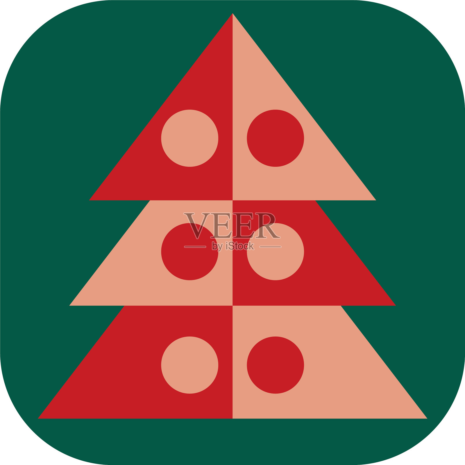 圣诞树上装饰着红色的白色设计元素图片