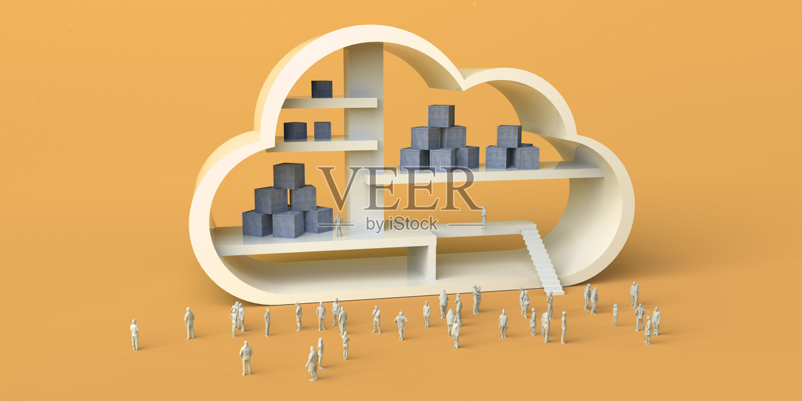 云物流的概念。副本的空间。3 d演示。照片摄影图片