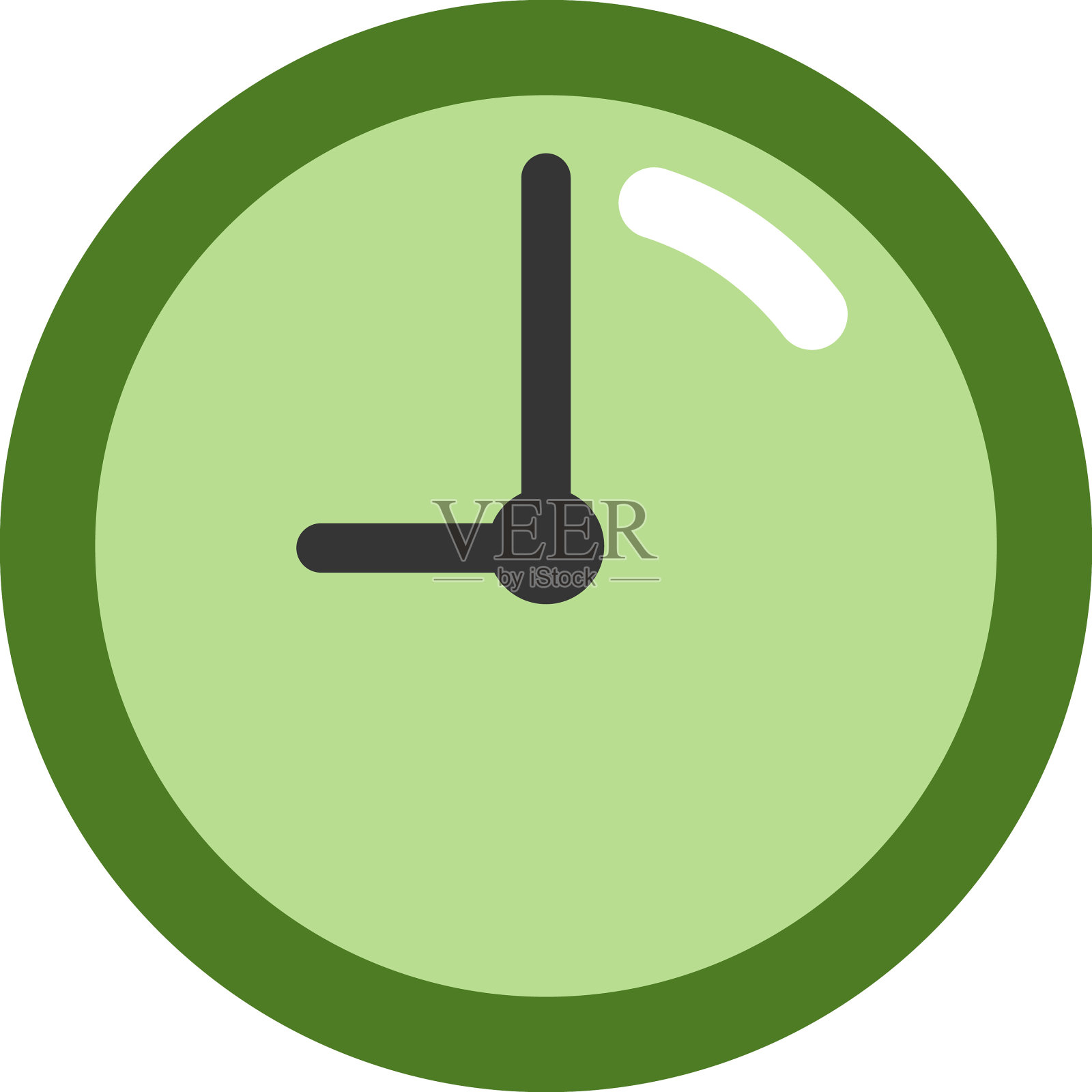 白色背景上的绿色时钟图标素材