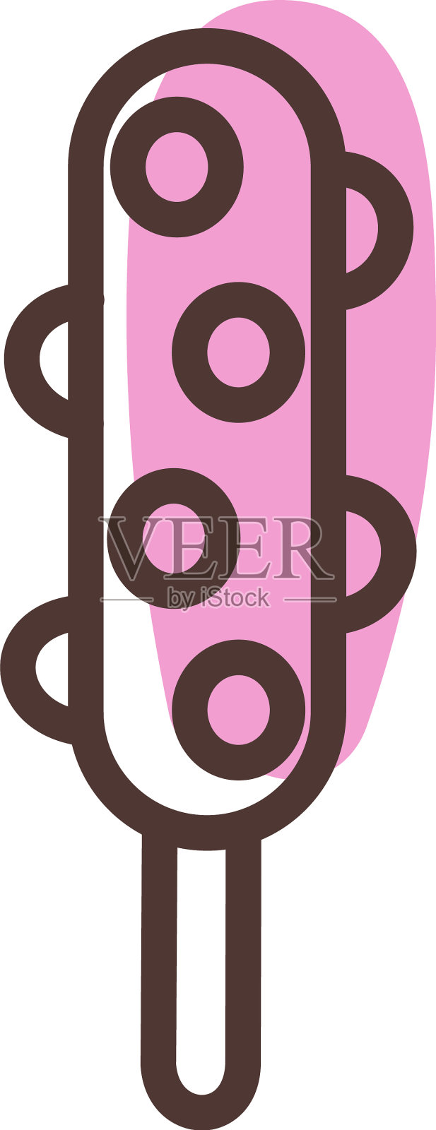 巧克力碎片冰淇淋，粘在白色的棒子上设计元素图片