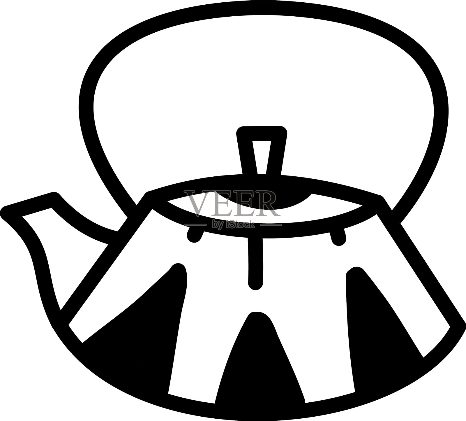 白色背景上有把手的茶壶设计元素图片