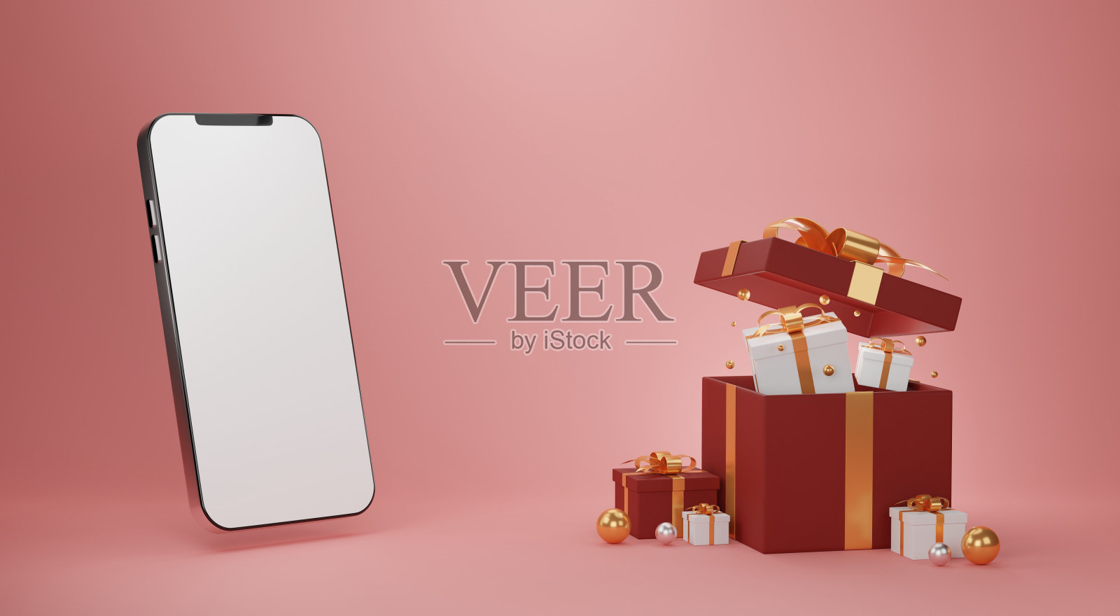 3 d渲染。节日的礼品盒创意照片摄影图片