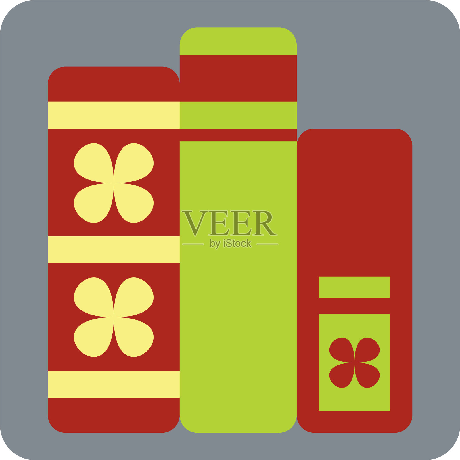 白色背景下的三本书图标素材