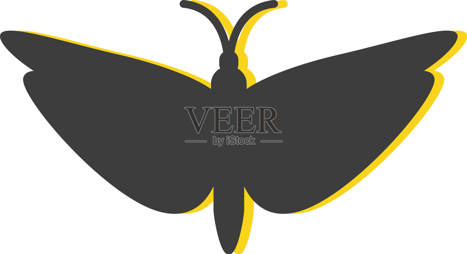 白色背景上的黑蝴蝶插画图片素材