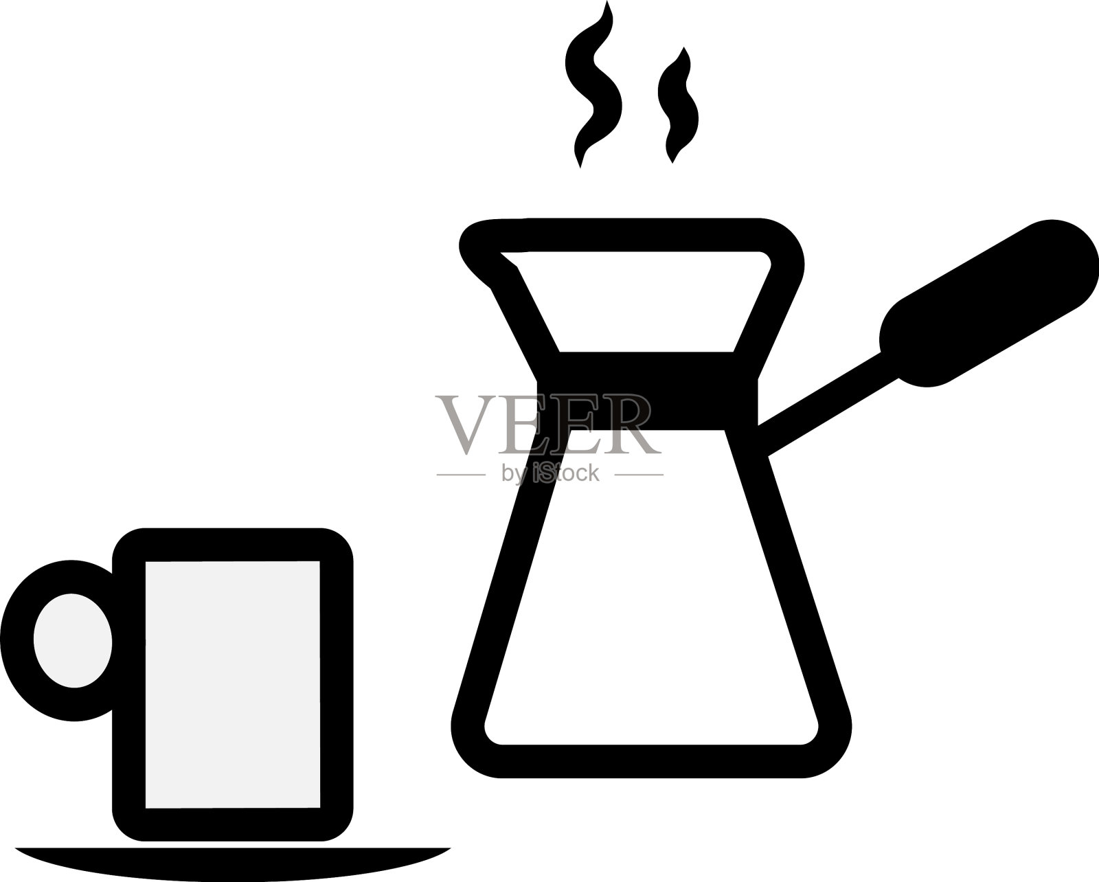 一杯白色背景的塞兹韦咖啡图标素材