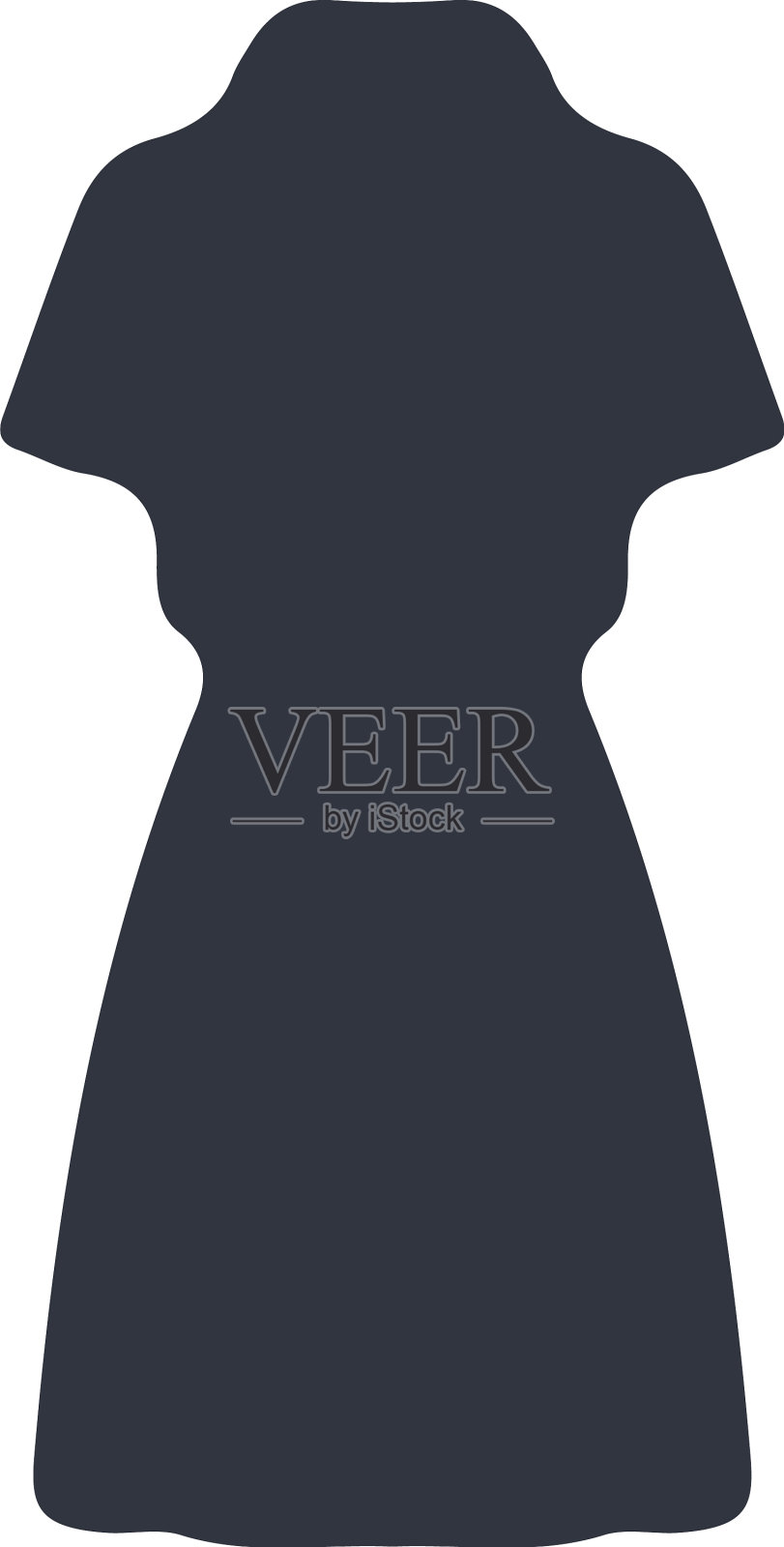 女士身穿白色背景的深蓝色连衣裙设计元素图片