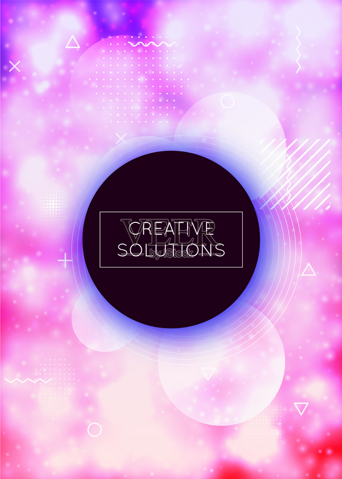 荧光盖，液体霓虹灯形状为紫色插画图片素材