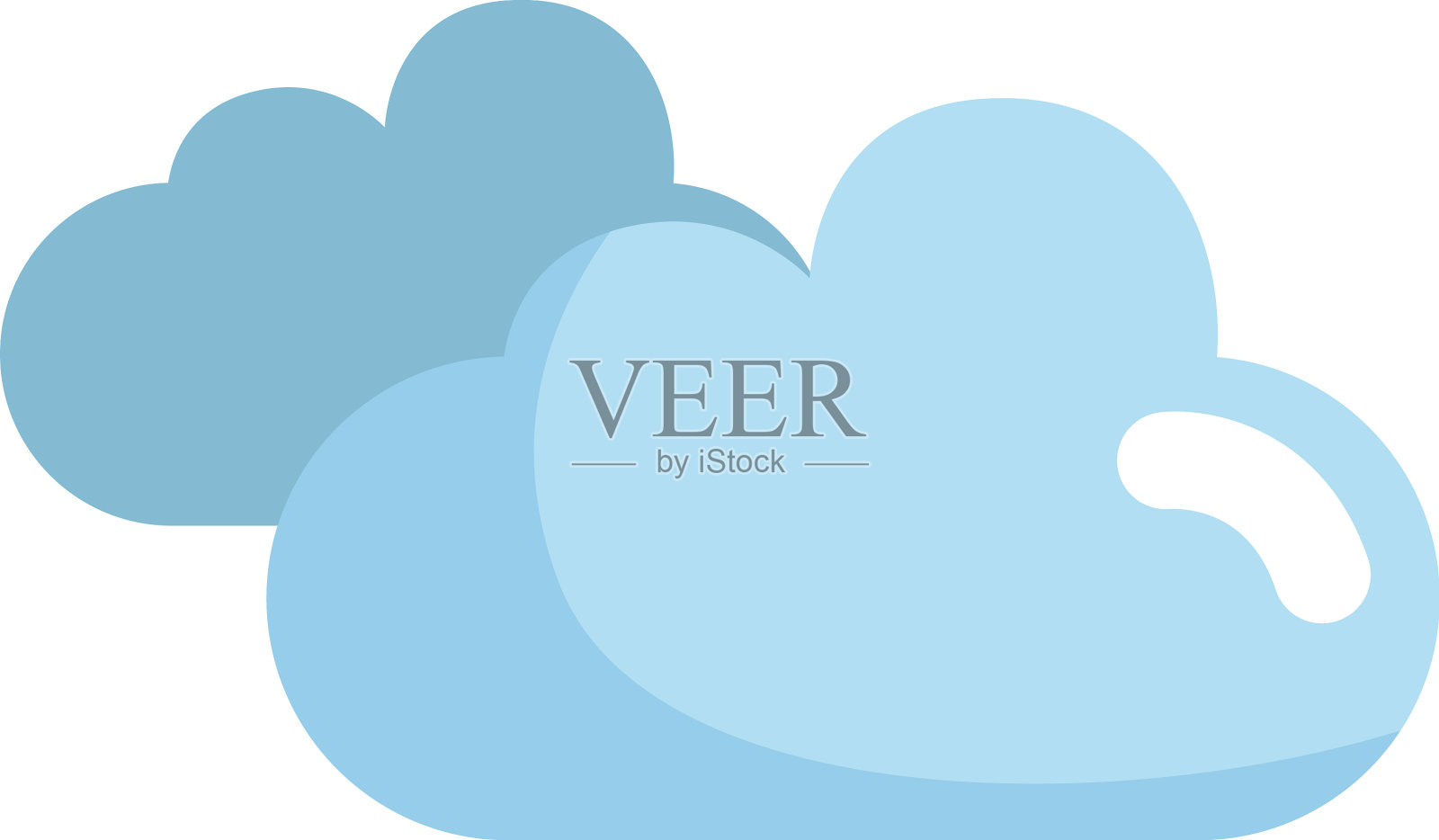 白色背景上的两朵蓝云设计元素图片