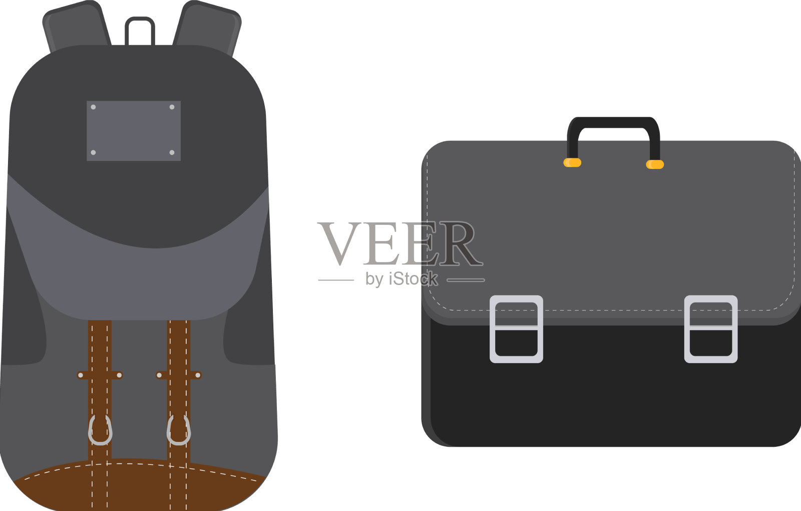 两个黑色的袋子放在白色的背景上插画图片素材