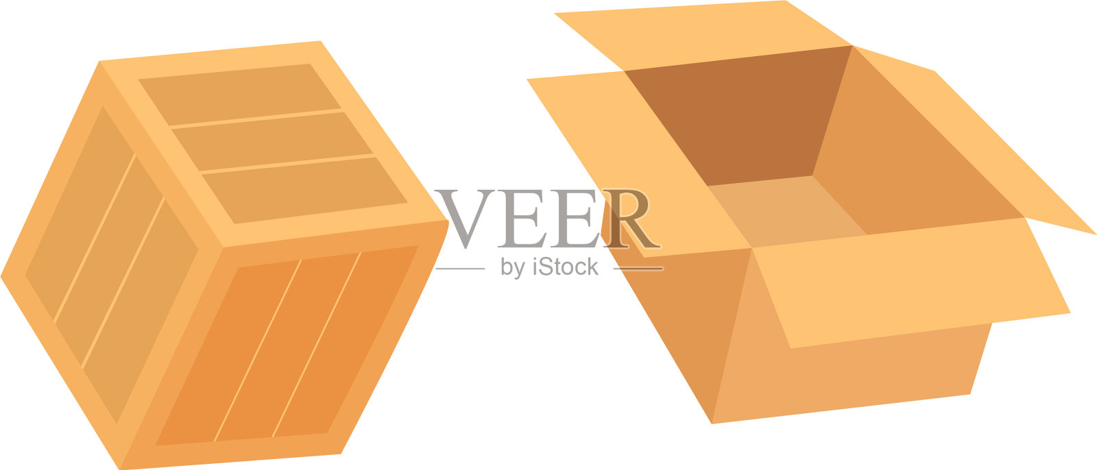 白色背景上的两个盒子插画图片素材