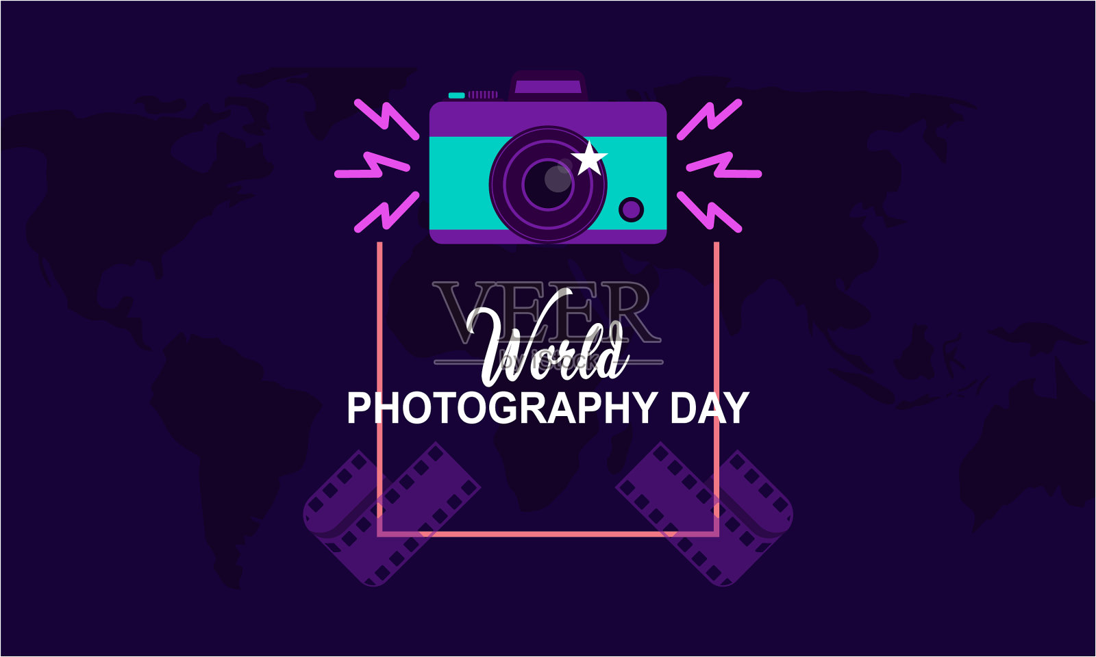 手绘世界摄影日插画图片素材