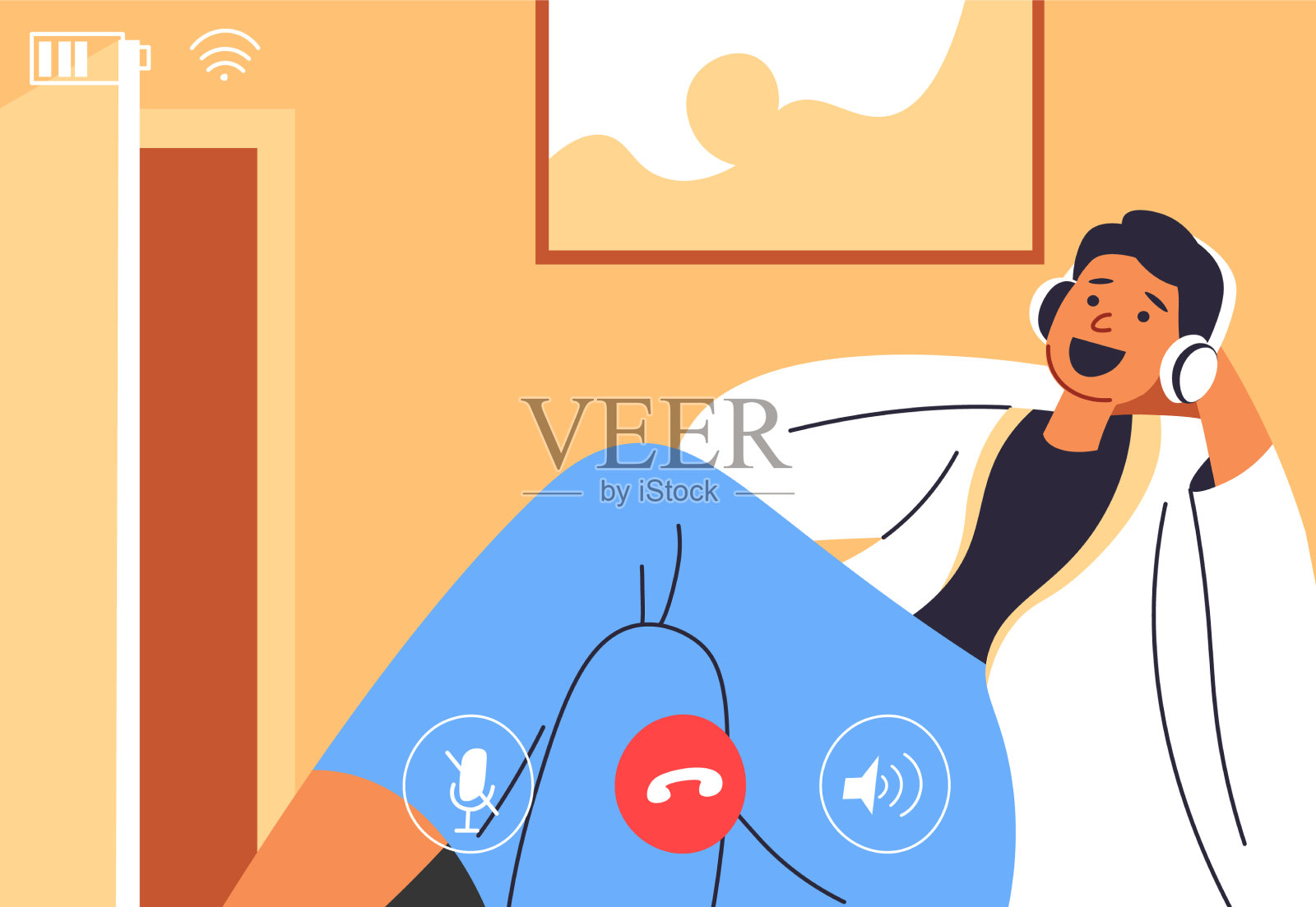 青少年聊天在线应用插画图片素材