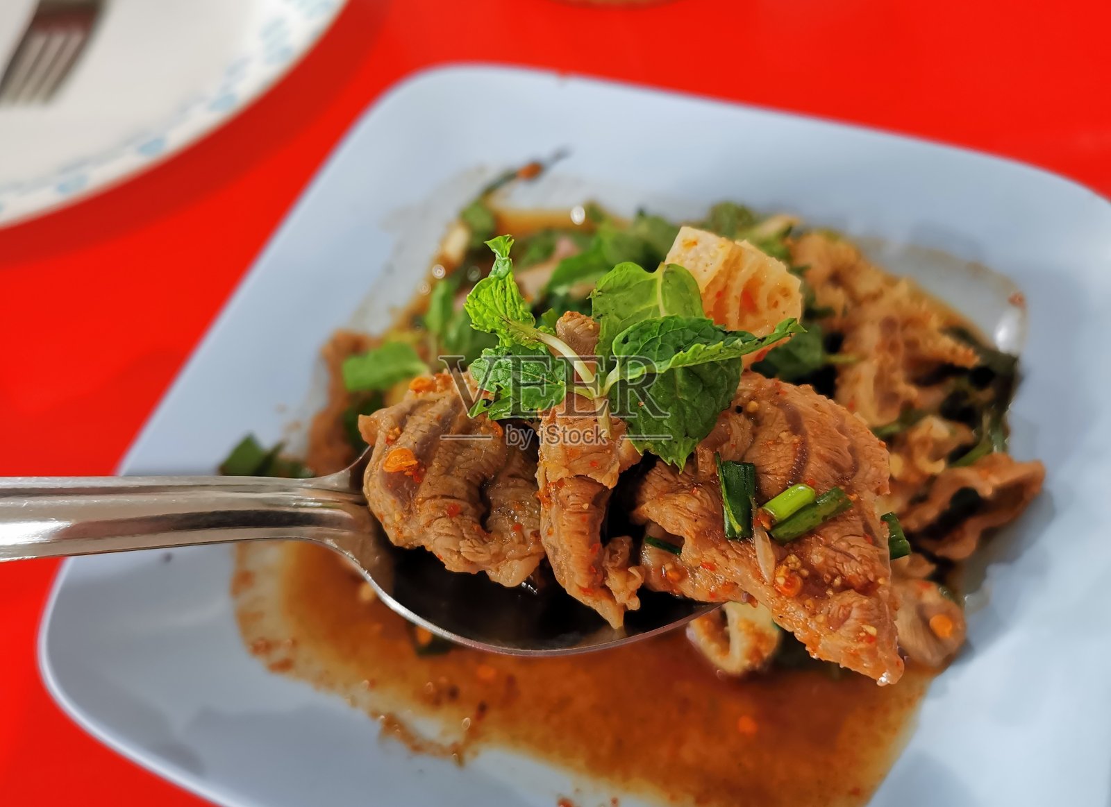 猪油牛肉，泰国东北部的食物照片摄影图片