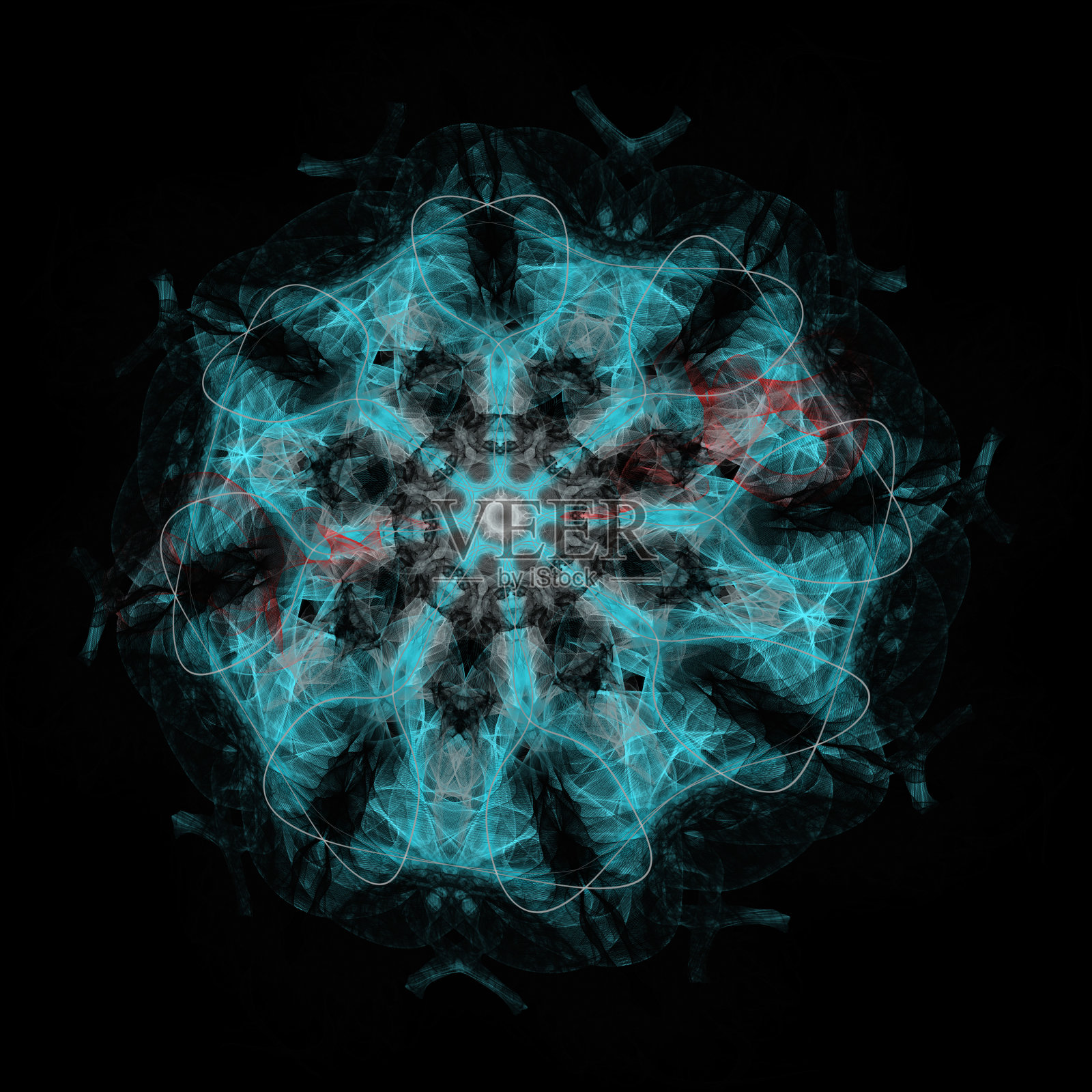 彩色插图斐波那契分形花插画图片素材