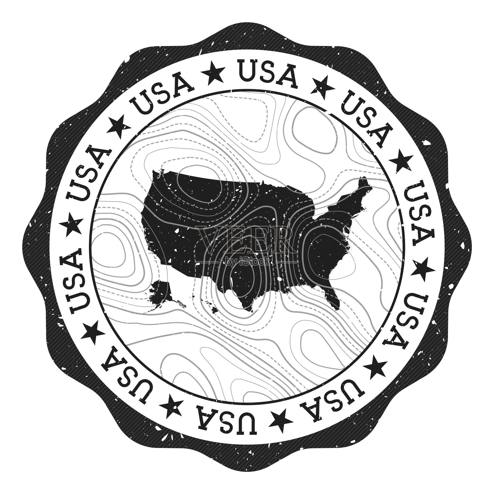 美国户外邮票。设计元素图片