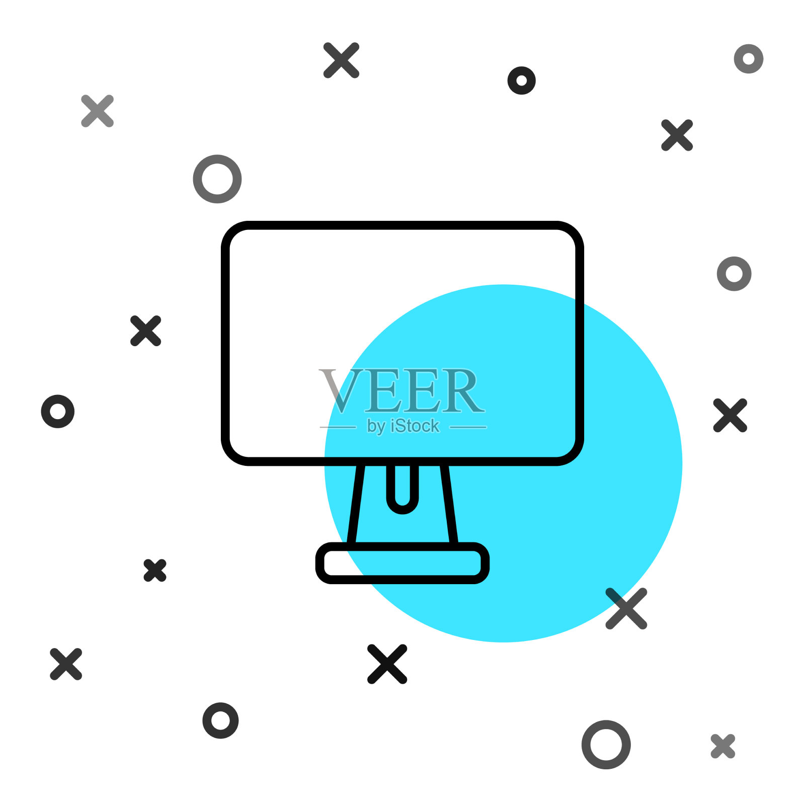 黑线电脑显示器屏幕图标隔离插画图片素材