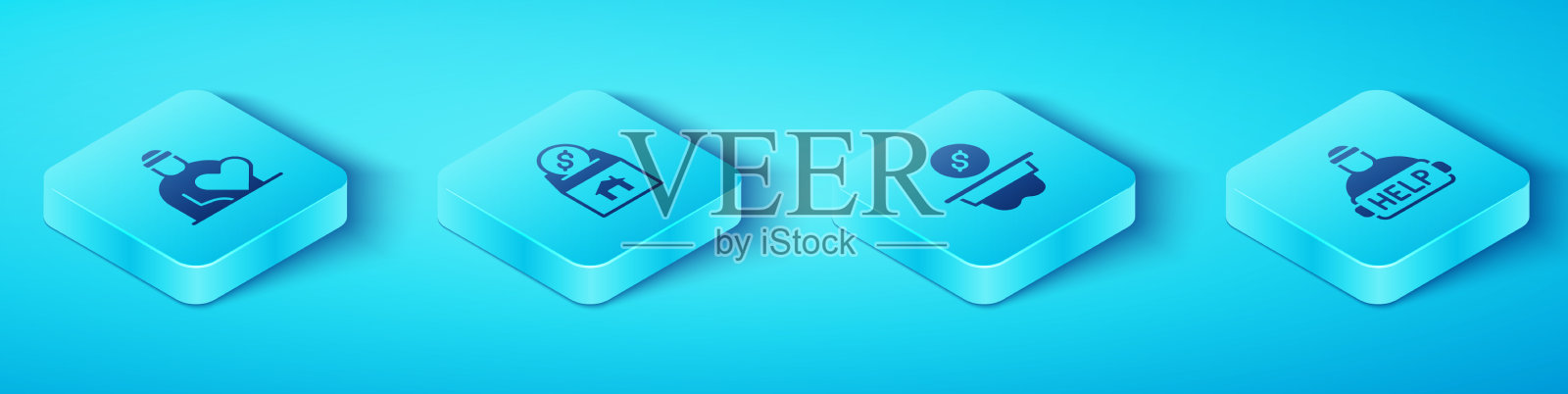 设置等距志愿者捐赠和慈善图标素材