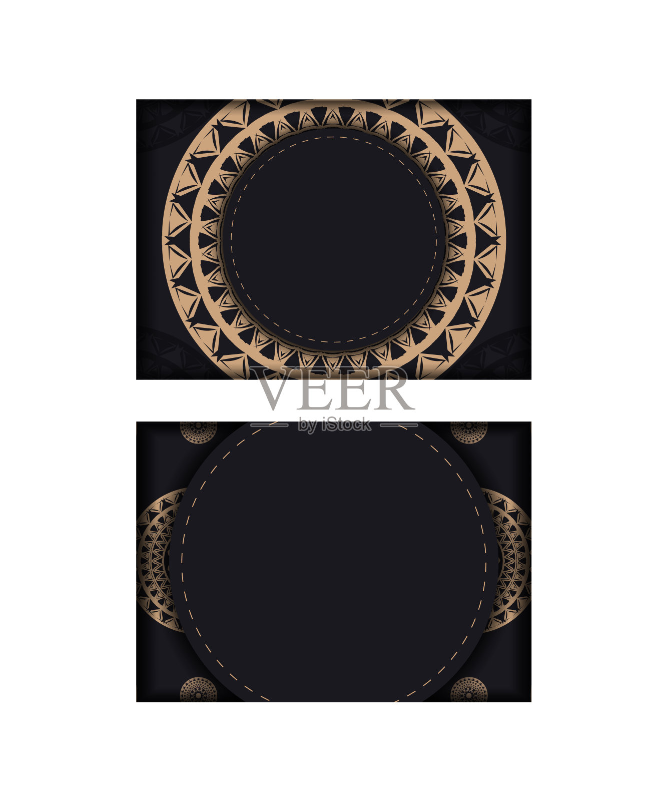 明信片模板在黑色与棕色希腊装饰插画图片素材