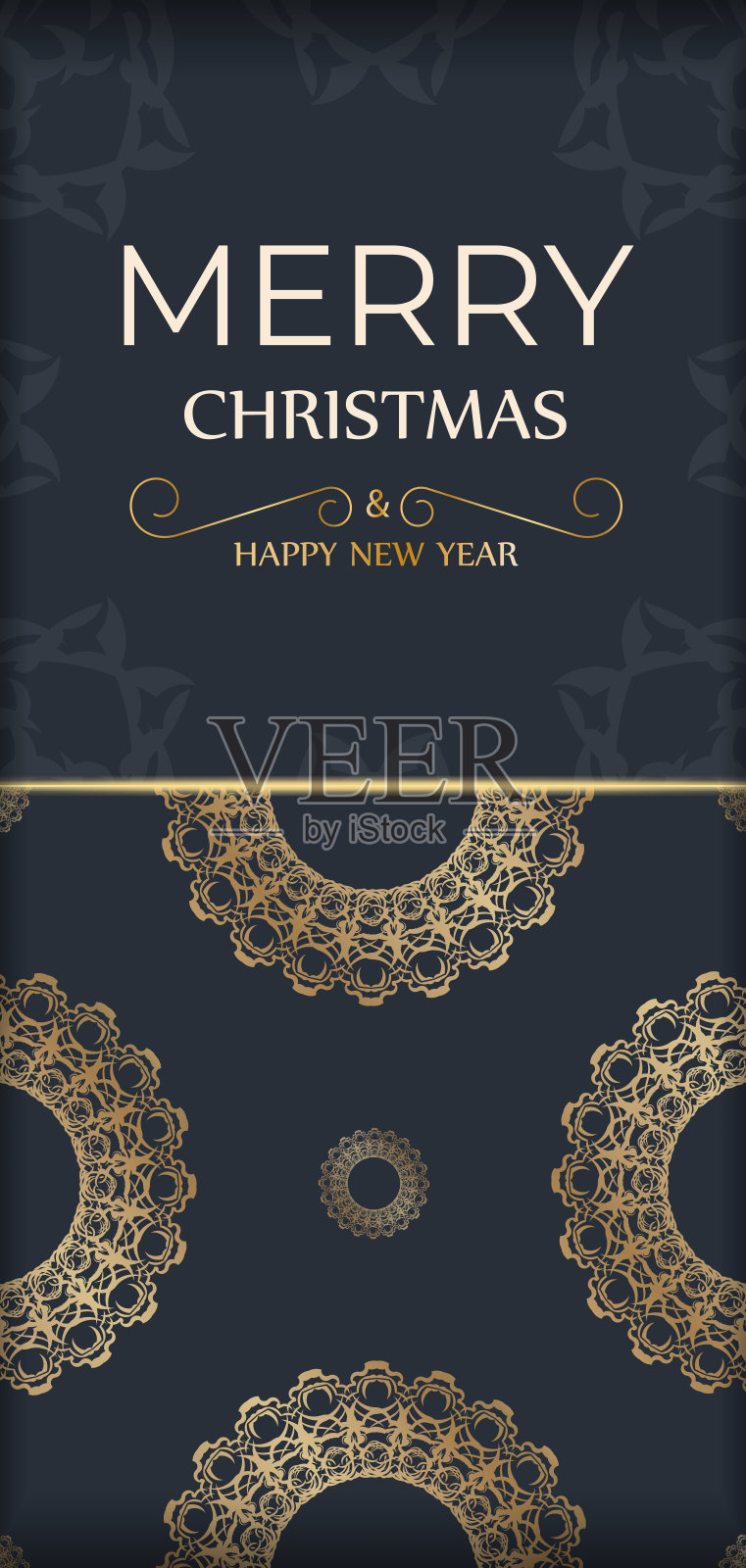 节日宣传册，圣诞快乐，深蓝色，抽象金色装饰设计模板素材