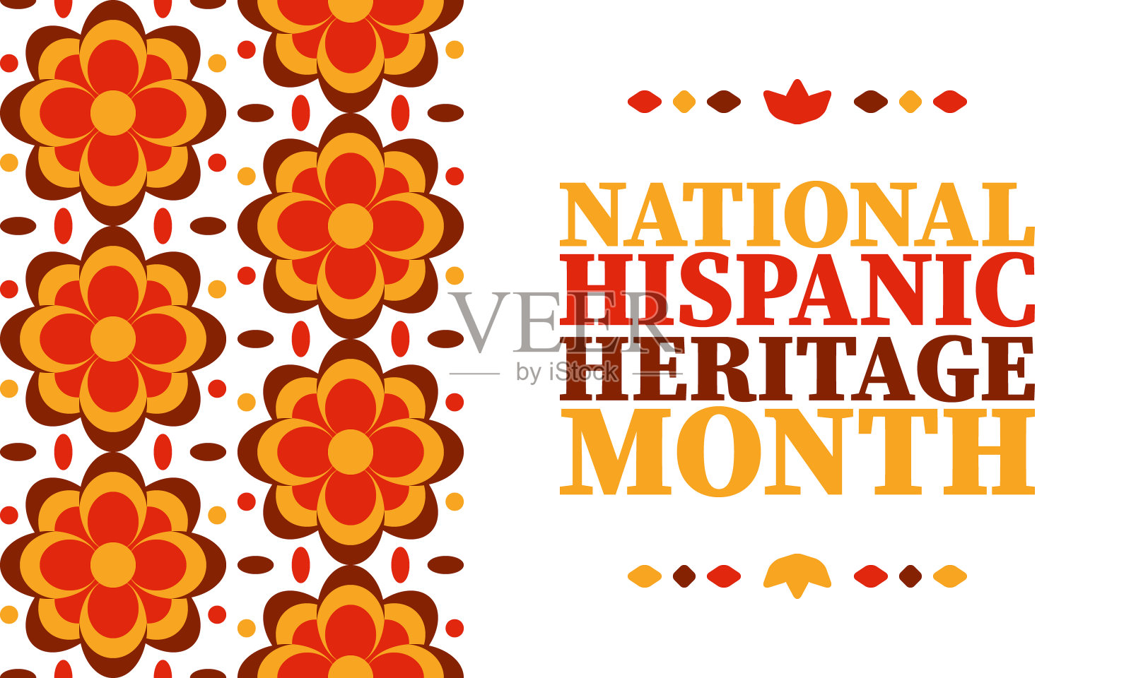 美国国家西班牙传统月。每年的九月和十月庆祝。拉丁美洲和西班牙民族文化。国家织物纹理。传统节日和游行。海报矢量插图插画图片素材