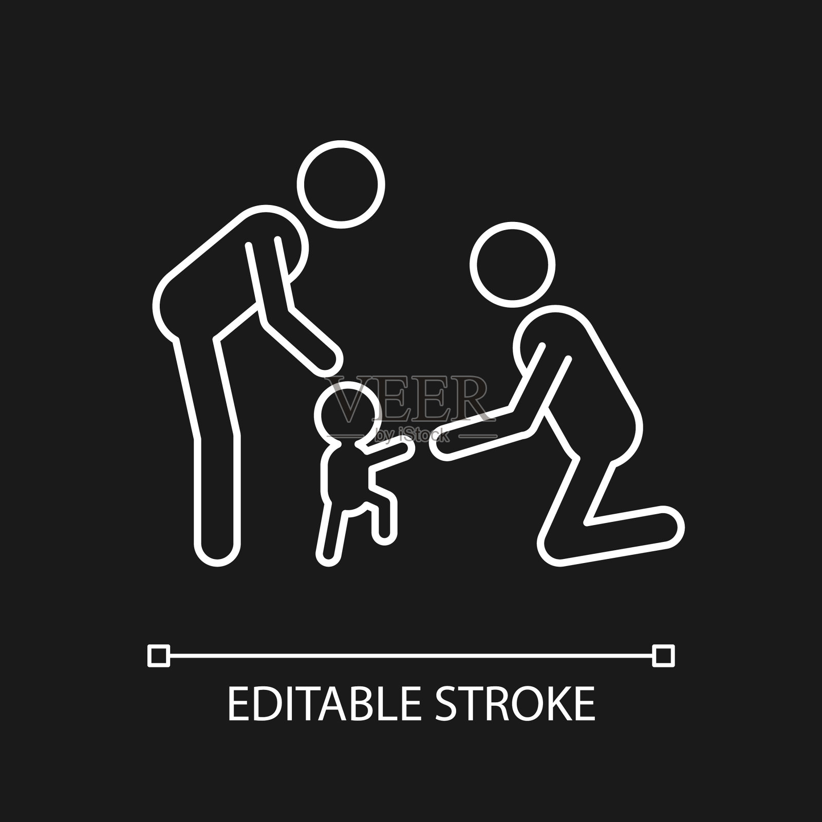 教幼儿走路白色线性图标插画图片素材