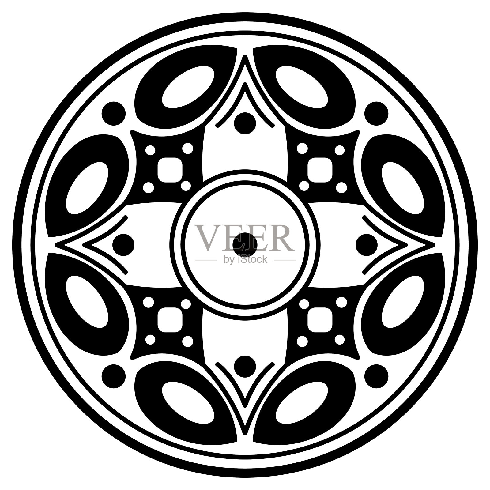 曼荼罗黑白花纹插画图片素材