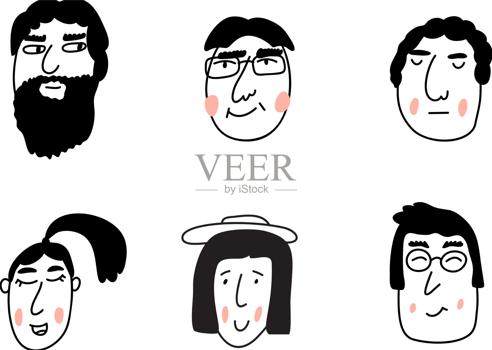 一组年轻男女的肖像图标素材