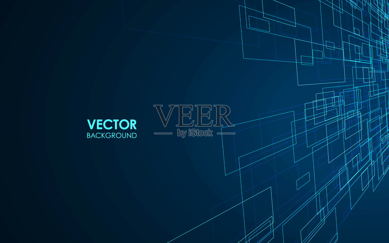 在深色背景上抽象的蓝色透视线。矢量插图。插画图片素材