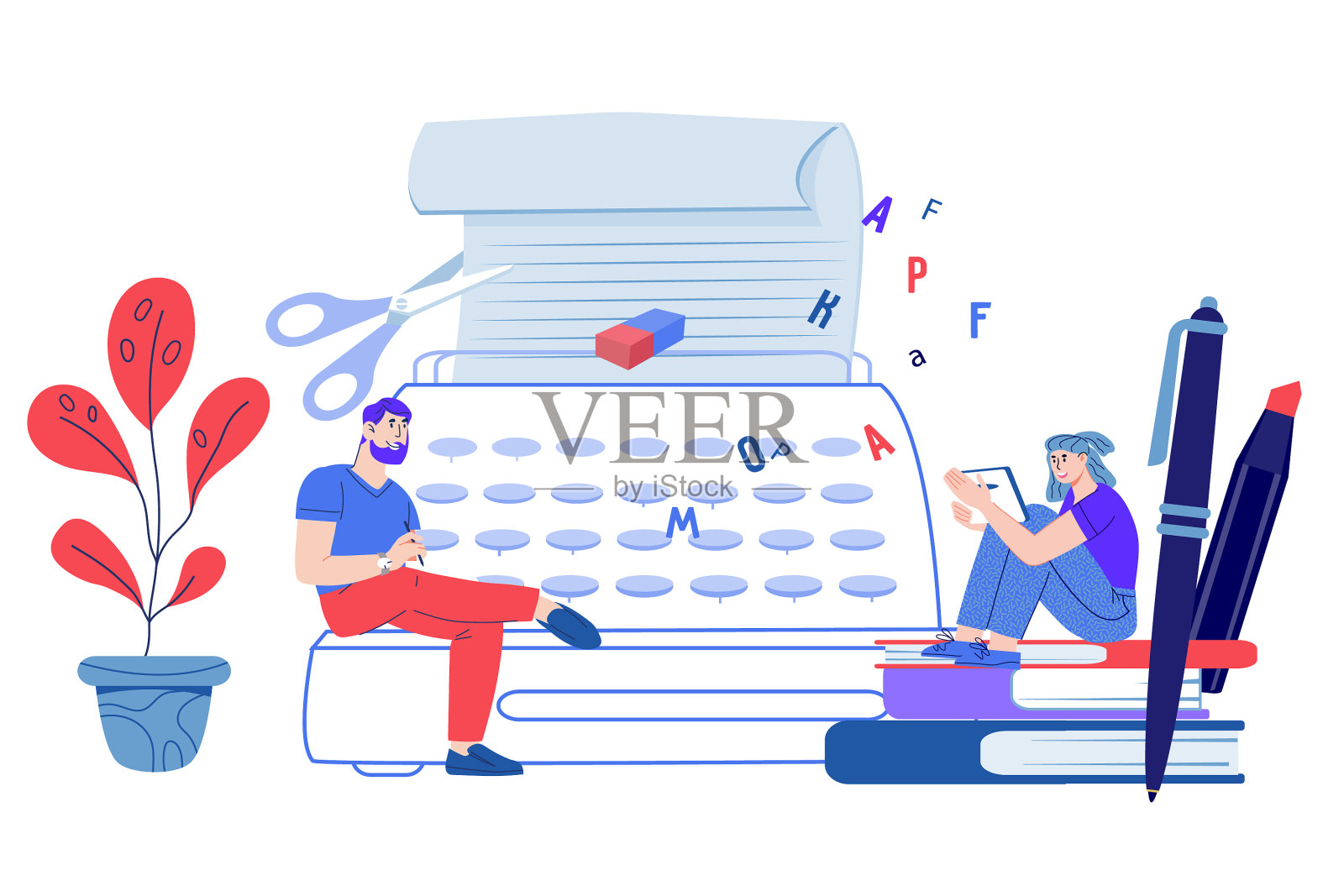 文案和讲故事的人插画图片素材