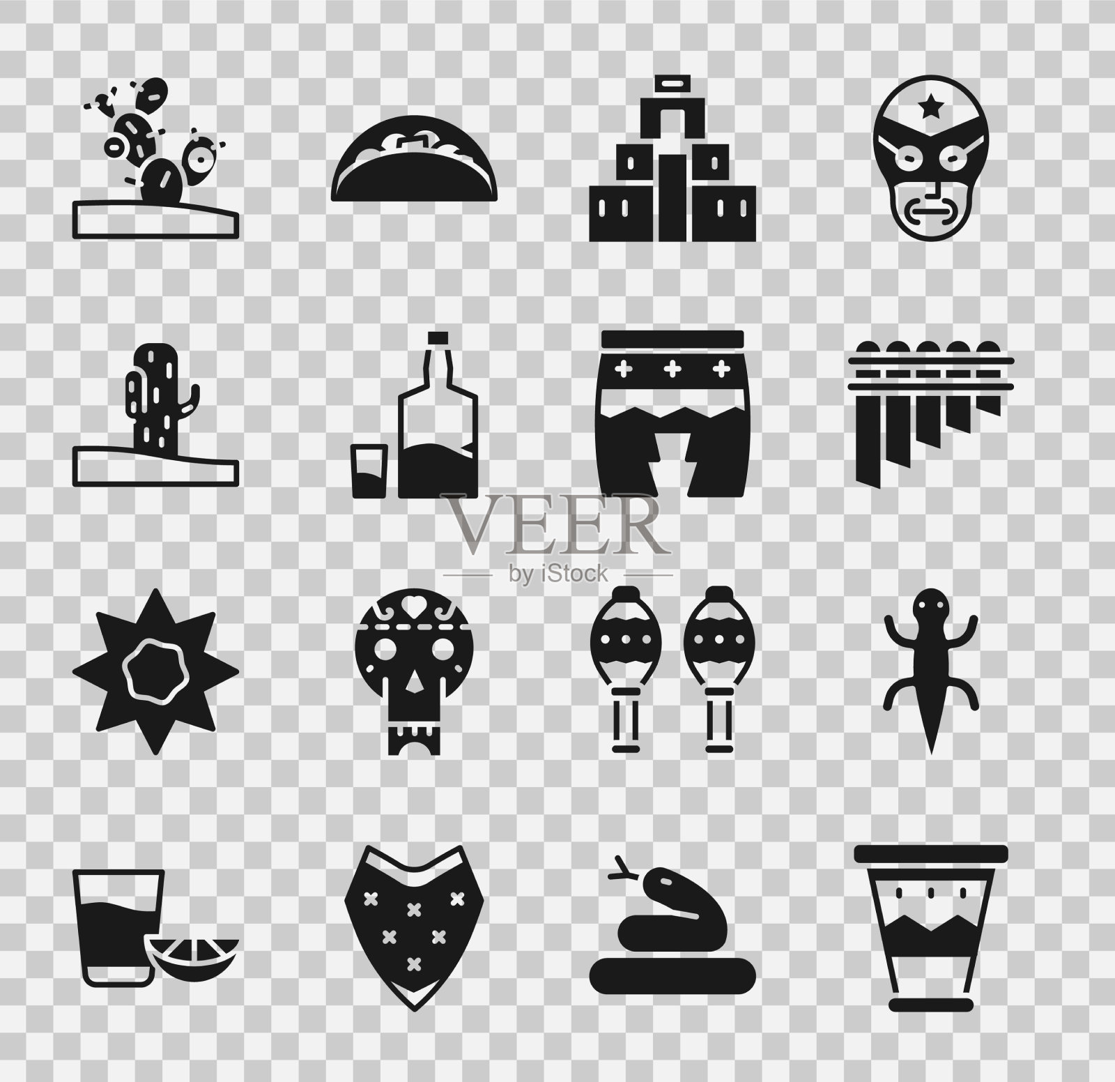 集墨西哥鼓蜥蜴潘长笛奇琴伊察图标素材