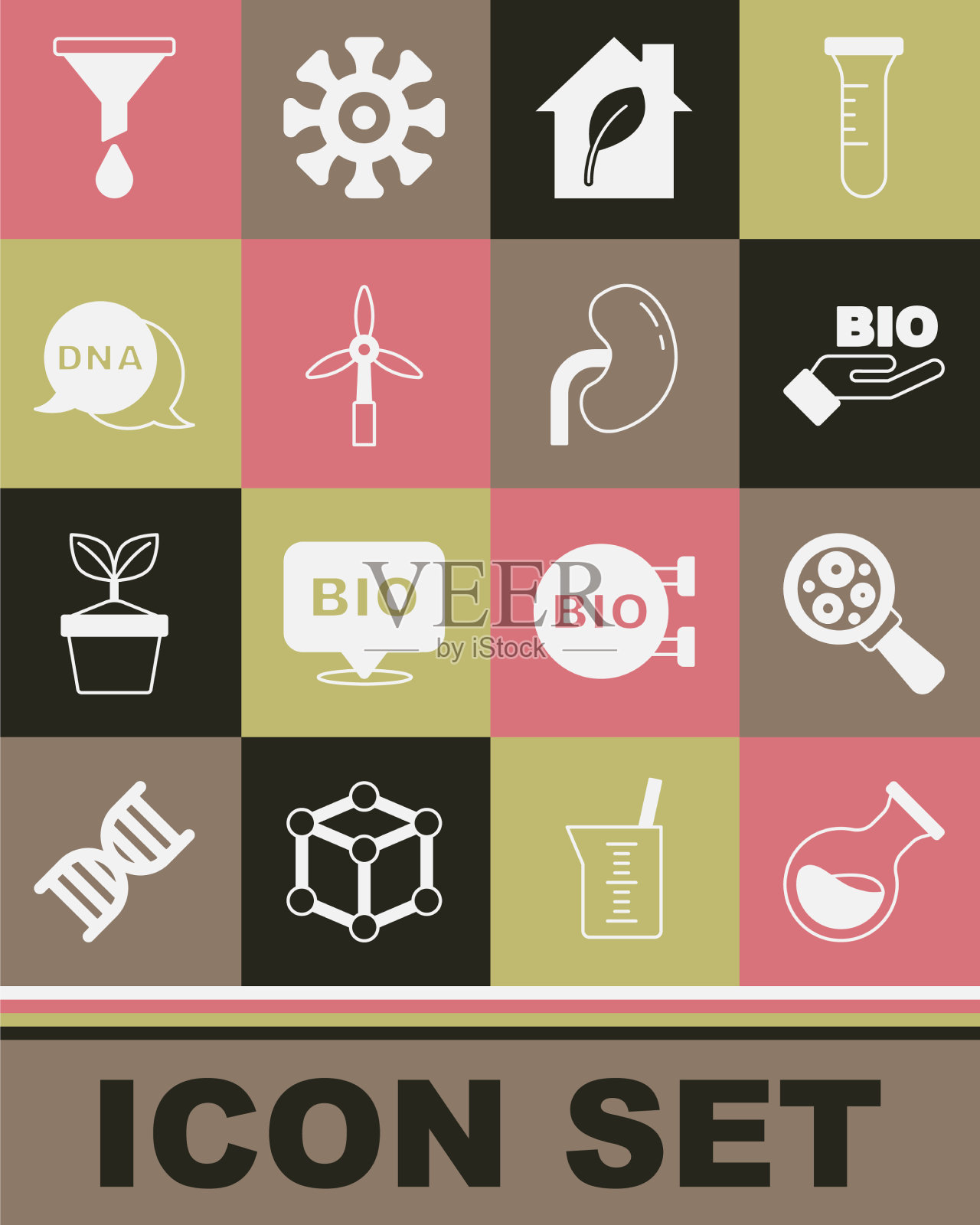 将试管和烧瓶微生物置于下面图标素材