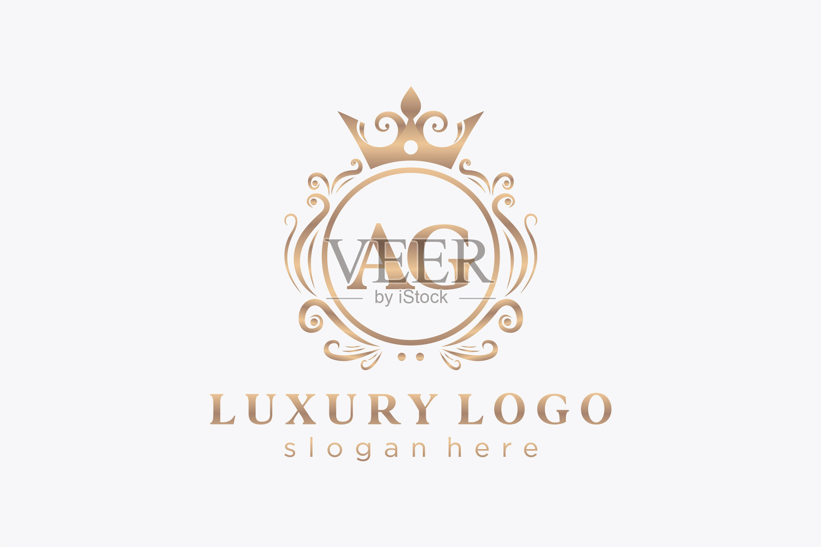 最初的ag字母皇家奢侈标志模板中插画图片素材