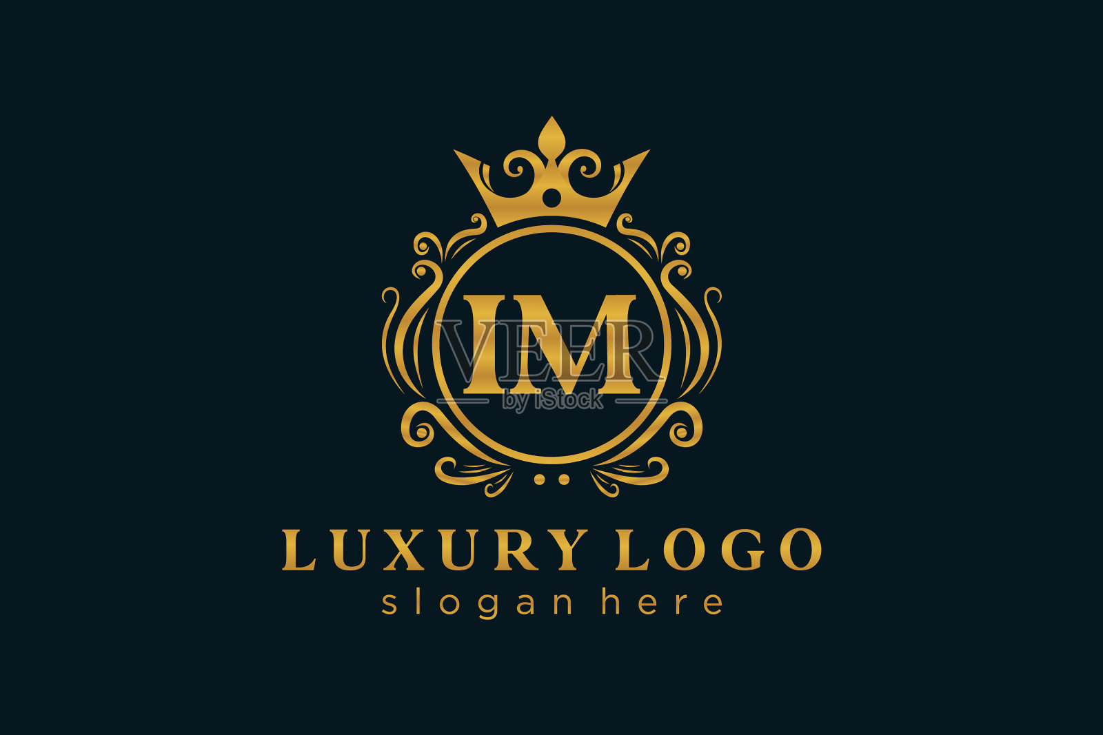 最初的im信皇家奢侈的标志模板插画图片素材