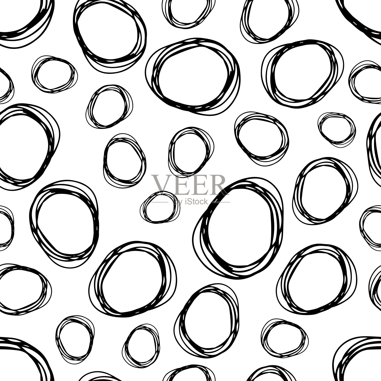 无缝模式与素描圆形形状插画图片素材