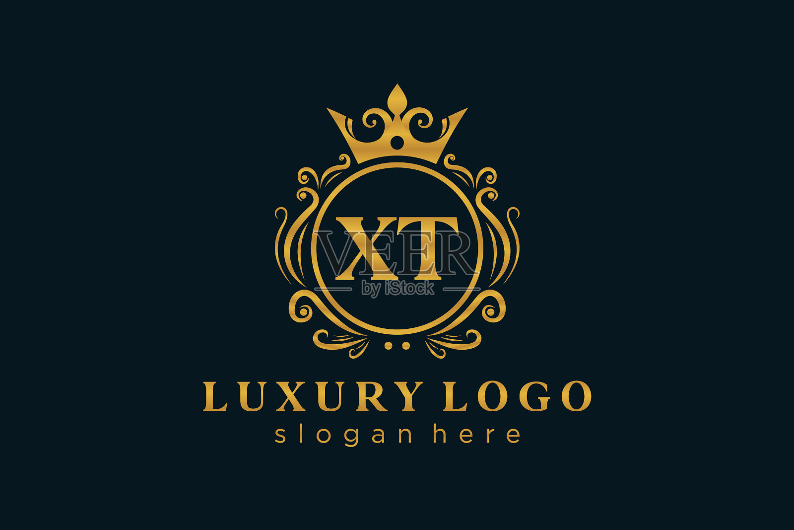 首字母的xt皇家豪华标志模板中插画图片素材