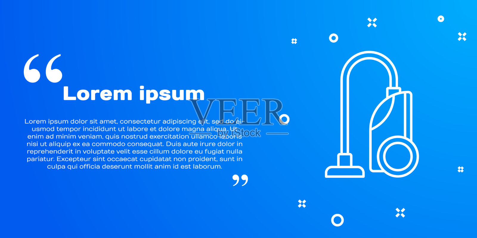 白线真空吸尘器图标隔离在蓝色插画图片素材