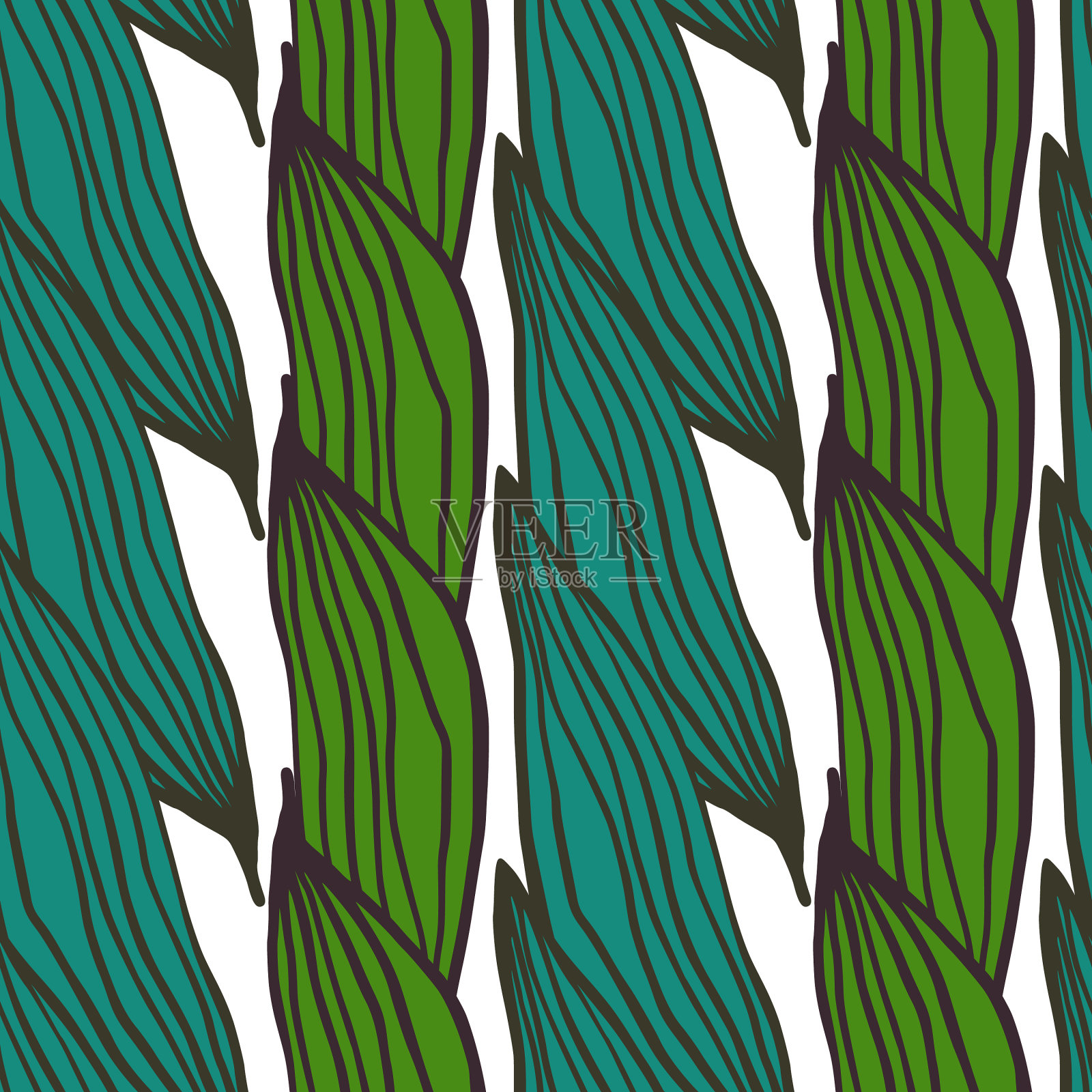 抽象手绘线叶图案异国情调插画图片素材