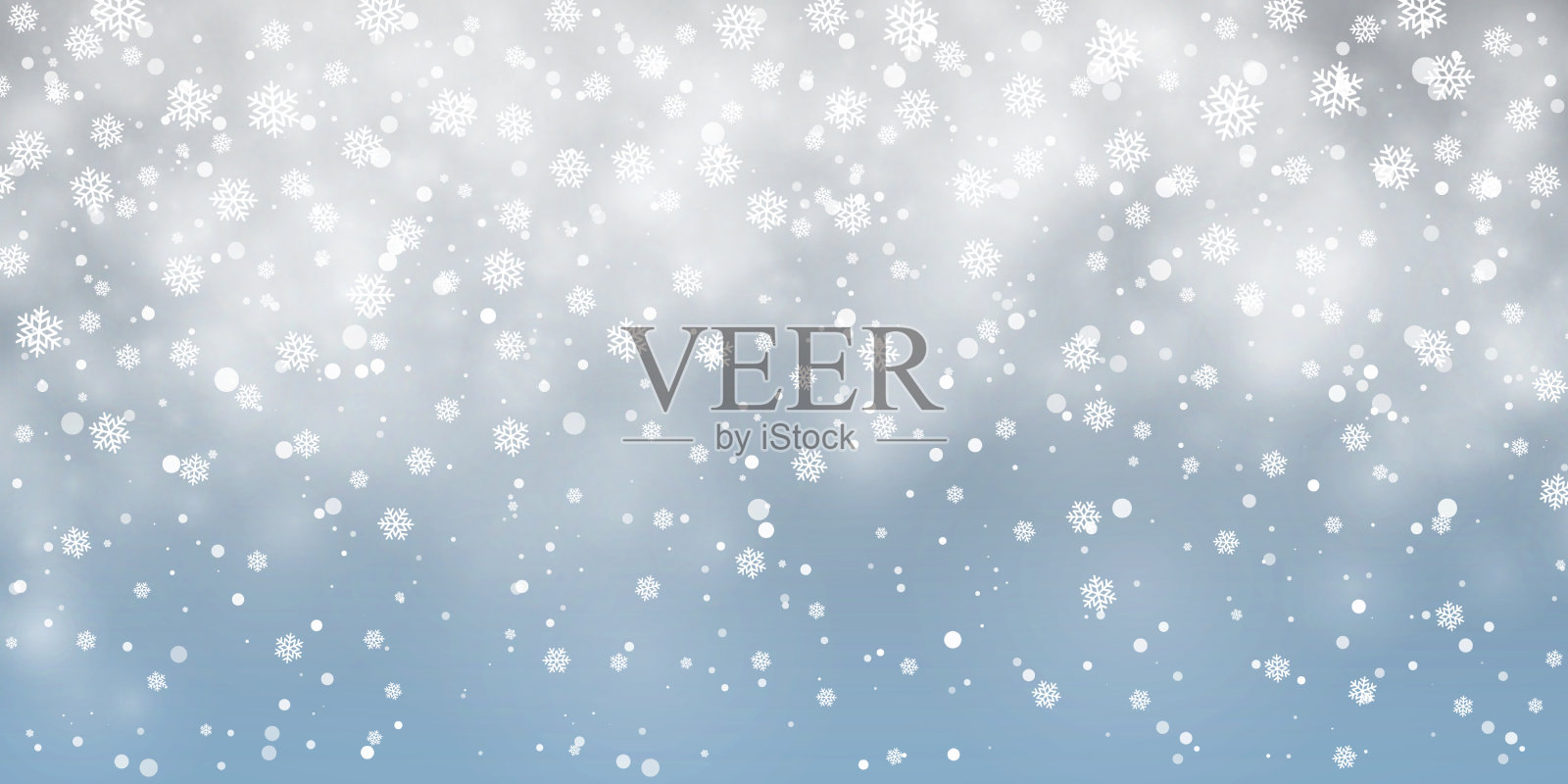 圣诞雪花飘落，雪花落在蓝色插画图片素材