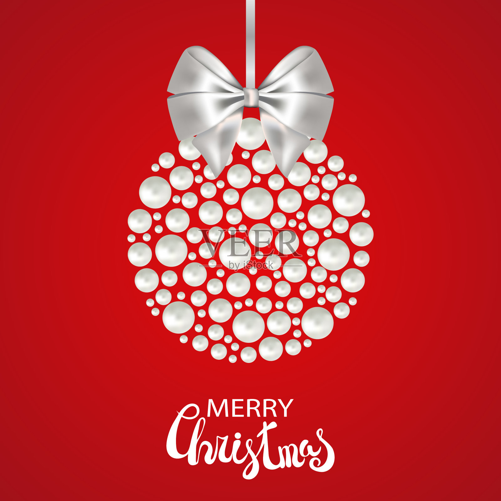珍珠做的圣诞球圣诞套银插画图片素材