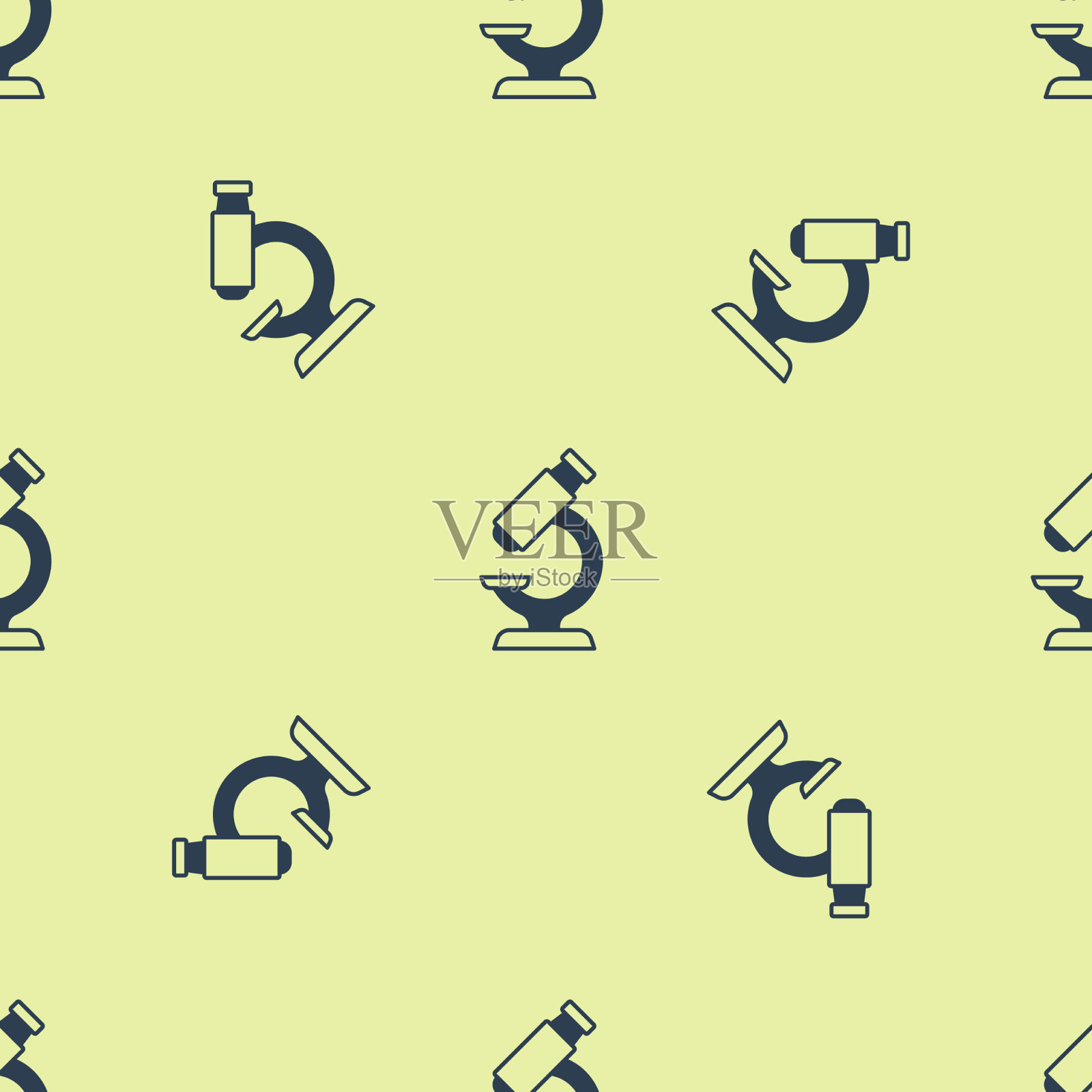 蓝色显微镜图标隔离无缝图案上插画图片素材