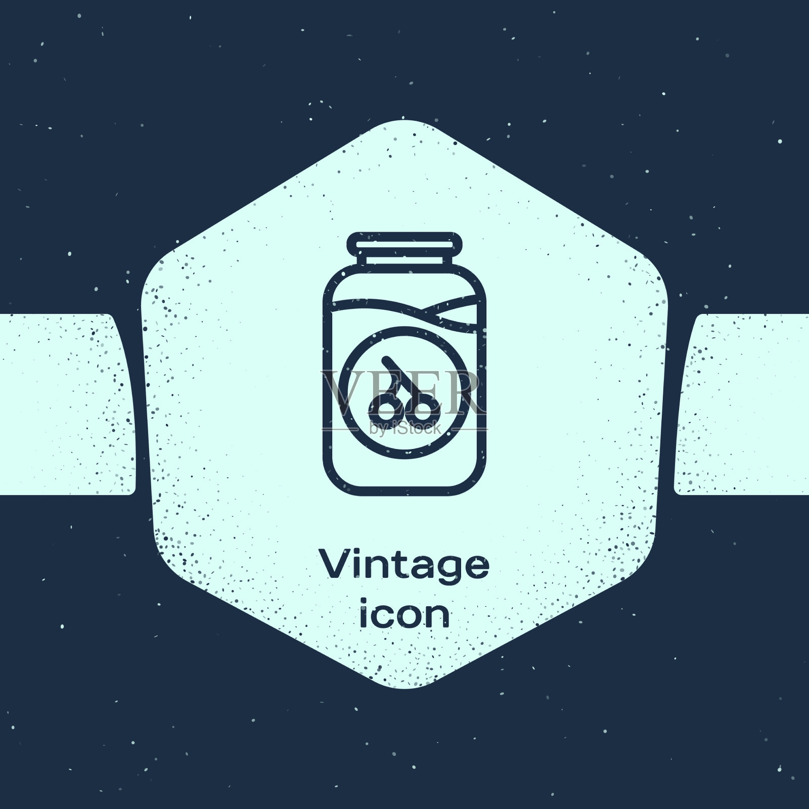 垃圾路线樱桃果酱罐图标孤立在蓝色图标素材