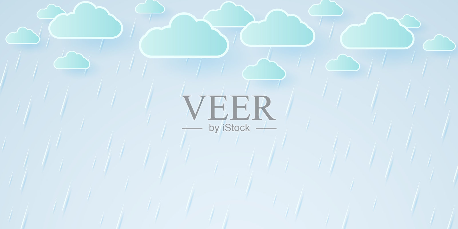 暴雨雨背景雨季纸艺插画图片素材