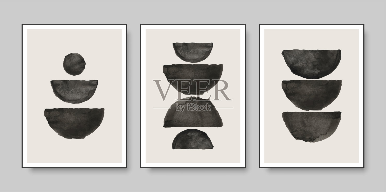 创意极简手绘插图的墙壁装饰，明信片或小册子的封面设计。矢量插图。插画图片素材