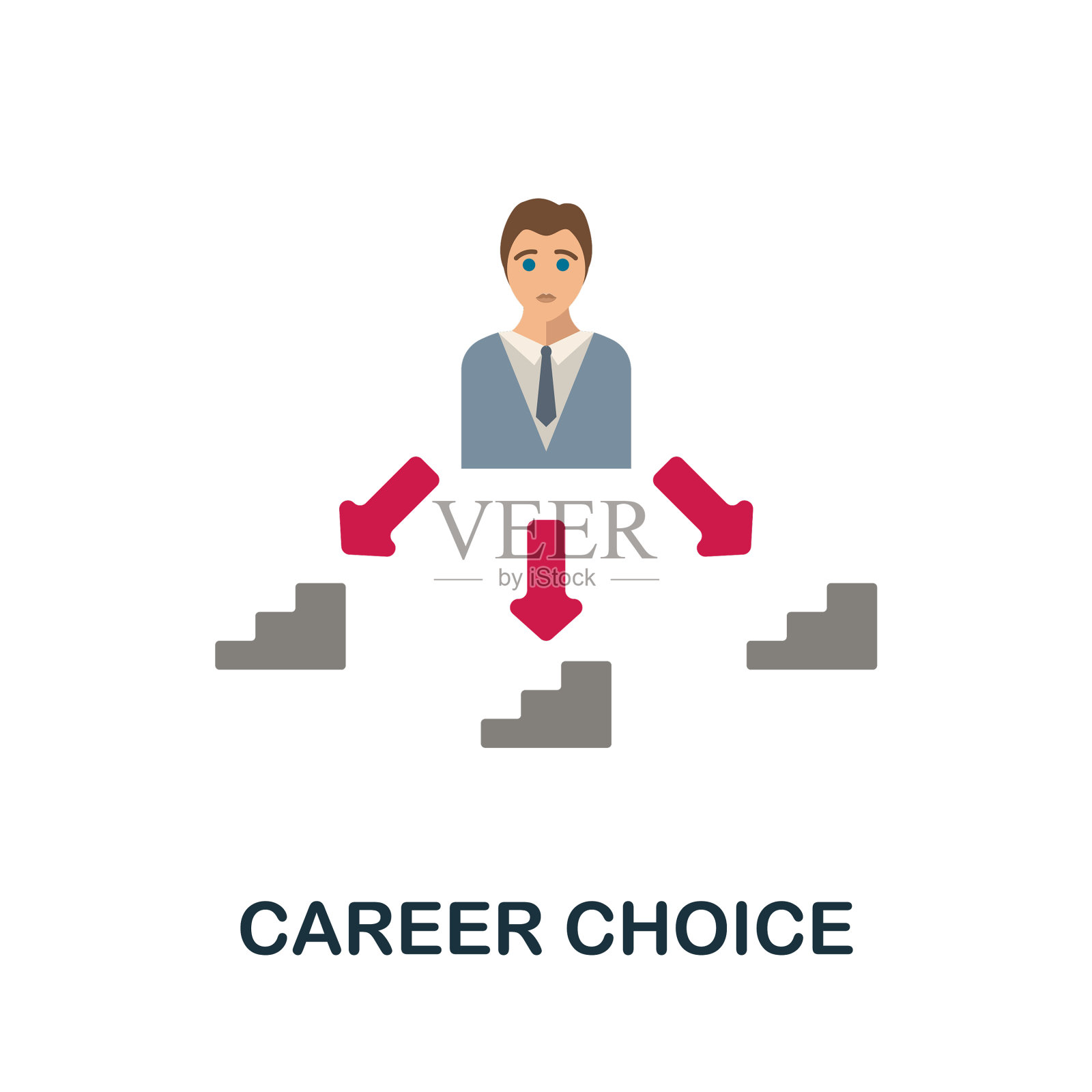 职业选择平面图标从彩色标志插画图片素材