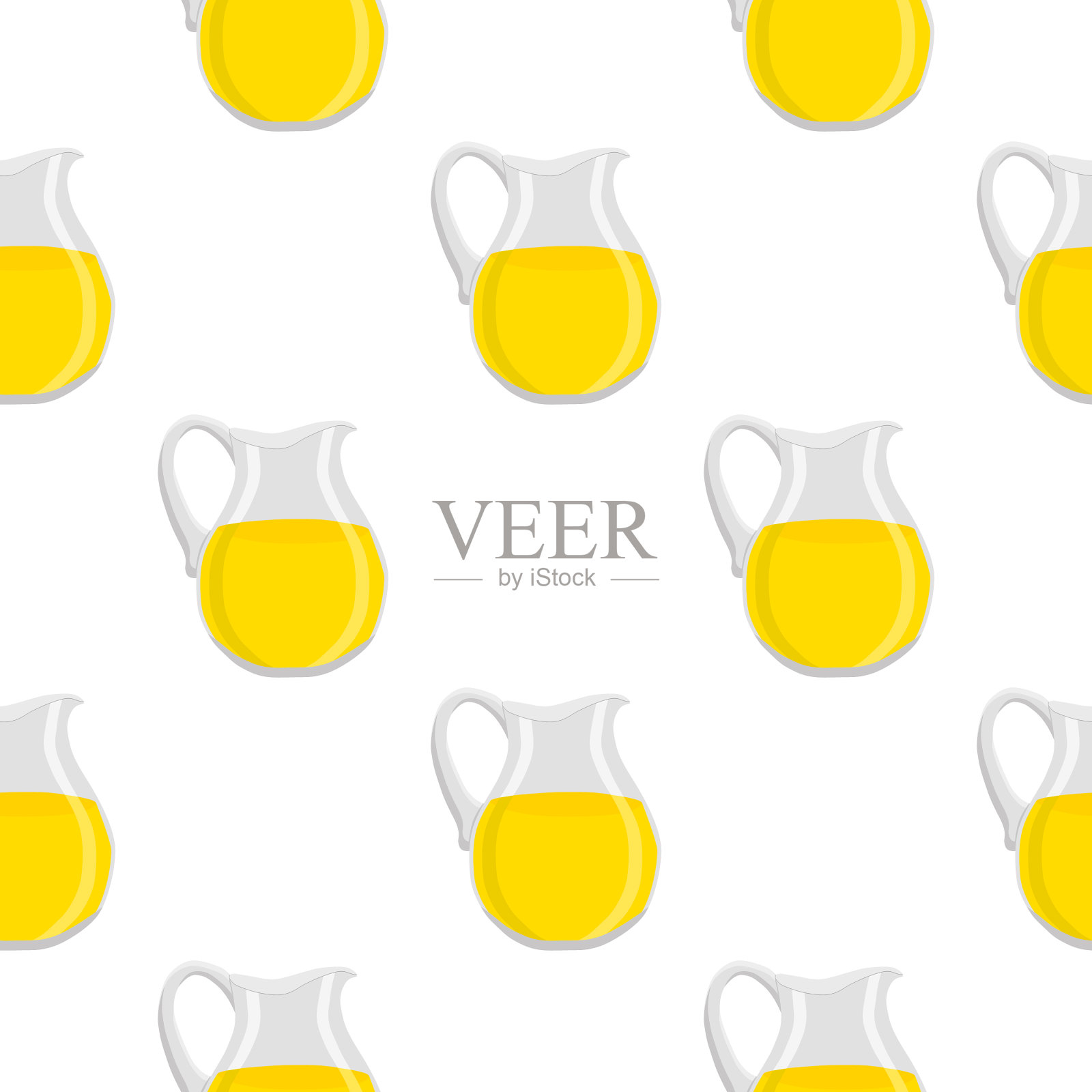 主题大彩色柠檬水在玻璃壶插画图片素材